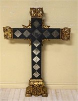 Large Parcel Gilt and Mirrored Cross.  39 1/2" tal