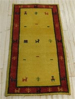 Hand Knotted Wool Rug.  54" x 29".