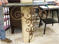 Marble Top Wrought Iron Wall Console.