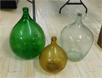European Glass Carboys.  Tallest is 21 1/2". 3 pc.