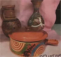 LOT OF 3 COLORFUL MEXICAN POTTERY ITEMS