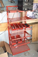RED SHELF WITH PARTS BINS ! R-6