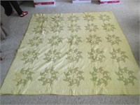 old handmade yellow quilt (80in x 82in)