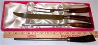 SHEFIELD CARVING SET WITH BAKALITE HANDLES AND