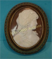 Antique Shell Cameo Brooch featuring Woman with