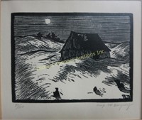 RODOLPHE DUGUAY - WOODBLOCK ON PAPER