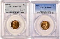 Gem Certified 1937 and 1937-D Lincoln Cents.