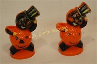 +(2) Vintage Halloween Candy Containers -