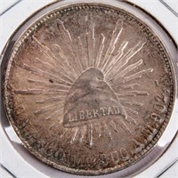 Coin Mexican 1900 A.M. Un Peso Silver Unc.