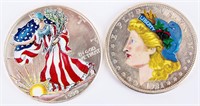 Coin 2 Colorized Silver Coins Morgan & Eagle
