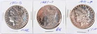 Coin 3 Morgan Silver Dollars 1901-S, 1889-P & 1891