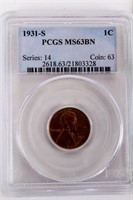 Coin 1931-S Lincoln Cent Certified PCGS MS63BN
