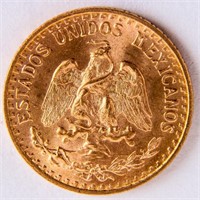 Coin 1945 2 Peso Mexican Gold Coin Unc.