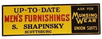 Embossed Tin Up-To-Date Men's Furnishings Sign