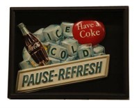 Vacu Form "Pause-Refresh" Coca-Cola Framed Sign