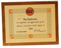 Roy Stephenson Gulf Award Plaque