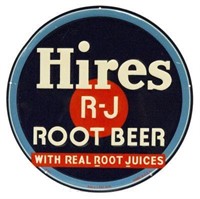 Embossed Tin Hires R-J Root Beer  Advertising Sign