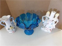 Smith Glass Vase & 2 Knick Knacks