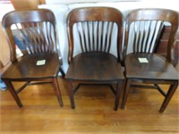3 Solid Wood Office Chairs