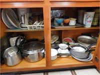 Contents of 2 Shelves-Bakeware, Cookware, Misc.