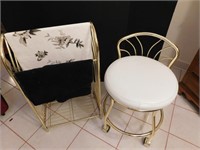 Vanity Chair w/Casters & Matching Towel Rack