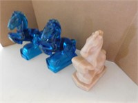3 Glass Horse Bookends