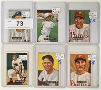 Six Different 1951 Bowman Baseball Star Cards