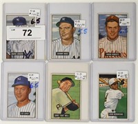 Six Different 1951 Bowman Baseball Star Cards