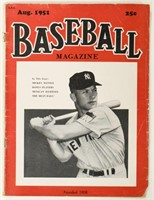 August 1951 Baseball Magazine Micky Mantle Cover