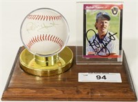 Robin Yount Autographed Spalding Baseball & Card