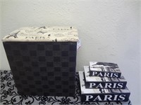 Paris Themed Laundry Hamper & Storage Books