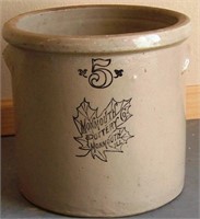 MONMOUTH POTTERY 5 GALLON CROCK WITH