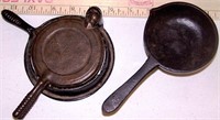 UNMARKED CHILD'S ANTIQUE WAFFLE IRON AND CAST