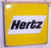 28" X 28" PLASTIC FRONT LIGHTED HERTZ SIGN - NO