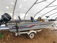 16 ft Alumcraft boat, Shorelander trailer