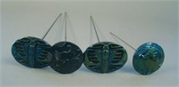 (4) Hatpins – (2) Scarab or Big Butterfly, (1)