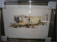 William Nelson Signed & Framed Print "Wash Day"