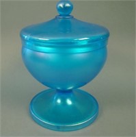 Fenton Stretch Covered Candy Jar – Celeste Blue