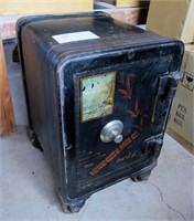 Antique black lacquered combination safe