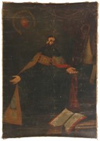 Ant. Del Pueyo O/C Painting of St. Augustine