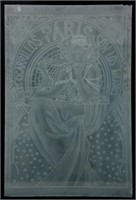 After Alphonse Mucha Frosted Glass Panel