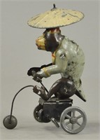 MONKEY WITH UMBRELLA BICYCLE GERMAN HAND PAINTED