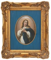 Hand Painted Porcelain Plaque - Virgin Mary