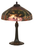 16 in. Pittsburgh Pond Scene w/ Swans Table Lamp
