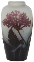 Galle Cameo Glass Hydrangea Pattern Vase