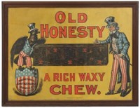 Old Honesty Chew Linen Advertising Sign