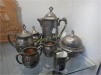 7 Pcs Of Quadruple Plate Coffee Set, Covered Butte