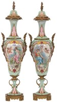 Pr. Sevres Porcelain Chateau Des Tuileries Urns