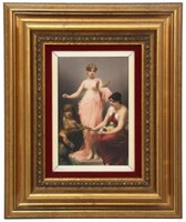 Hand Painted Porcelain Plaque – Three Fates