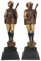 Pr. 66 in. Carved Figural Blackamore Musicians